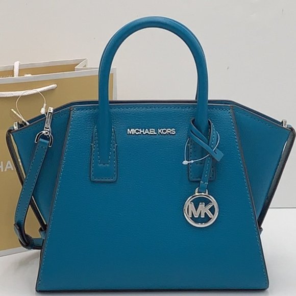 Michael Kors Avril Small Leather Top-Zip Satchel Lagoon color - Picture 8 of 16